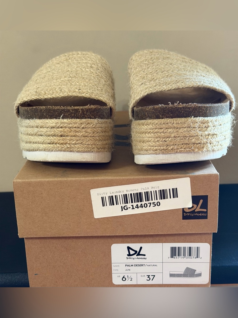 Dirty Laundry Palm Desert Espadrille Platform Slides in Natural Beige